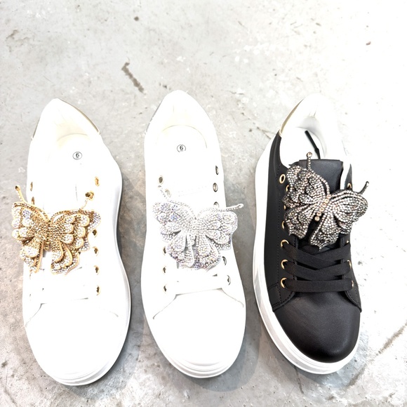 Women\'s Chunky Fashion Sneakers Platform Rhinestone Butterfly Casual Shoes 3007